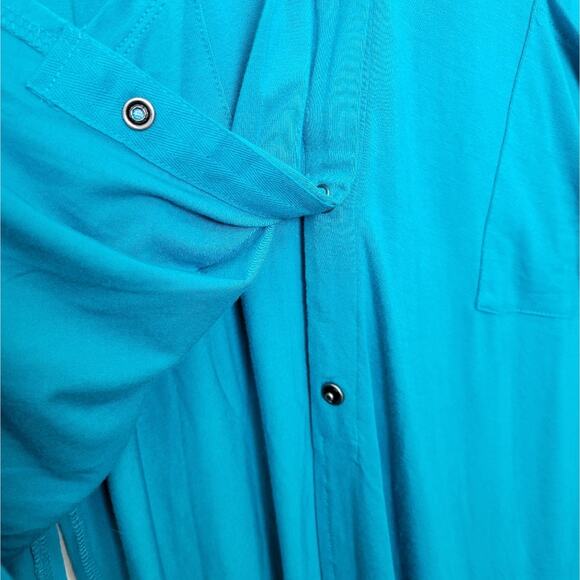 🚨NEW TORRID Blue Super Soft Knit Longline Snap Cardigan Sweater Size Large/12 - Picture 7 of 14